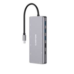 CANYON HUB 13-in-1, USB-C, 3xUSB3.0, 1xUSB2.0, 2xHDMI, VGA, Ethernet, Audio, SD/microSD, szürke - CNS-TDS12