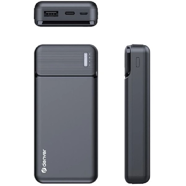 CHG DENVER PQC-10007 10 000 mAh Micro-USB+USB-C fekete power bank