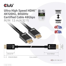 CLUB3D HDMI 2.1 - Ultra High Speed HDMI 4K 120Hz 1,5m kábel