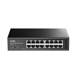 CUDY GS1016 16 portos Gigabit, VLAN/Extend mód, fém ház, fekete asztali Switch