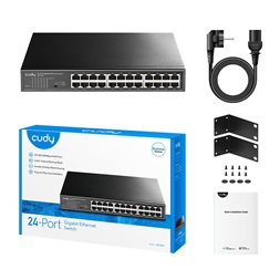 CUDY GS1024 24 portos Gigabit, VLAN/Extend mód, fém ház, fekete asztali Switch