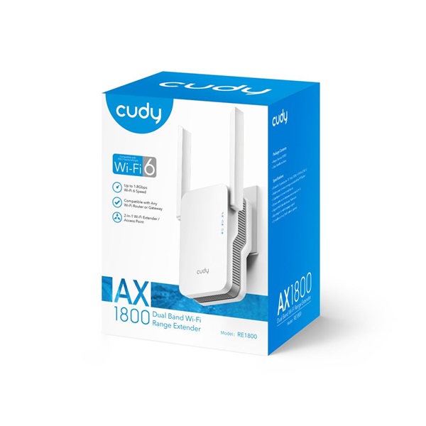 CUDY RE1800 kétsávos AX1800 WIFI 6 MESH fehér extender/access point