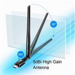 CUDY WU1400 kétsávos AC1300 WIFI High Gain USB 3.0 fekete (antennával) Adapter