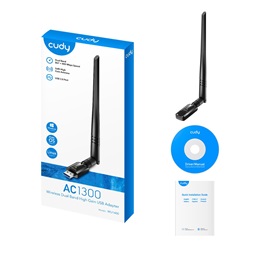 CUDY WU1400 kétsávos AC1300 WIFI High Gain USB 3.0 fekete (antennával) Adapter