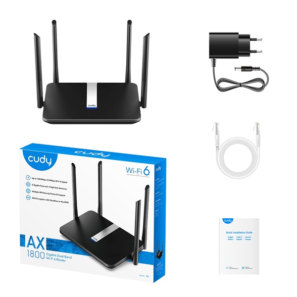 CUDY X6 AX1800 gigabit WIFI 6 MESH fekete router