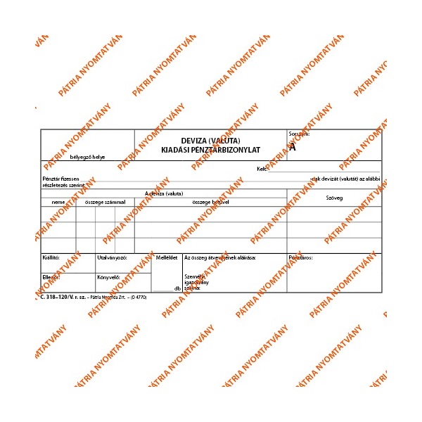 C.318-120/V 50x3lapos "Deviza (valuta) kiadási pénztárbizonylat" nyomtatvány