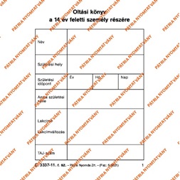 C.3337-11 "Védőoltási könyv 14 év feletti személy részére" nyomtatvány