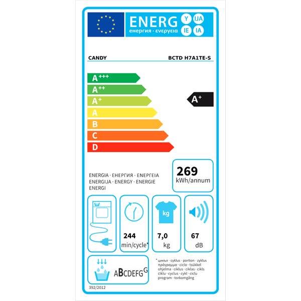 Candy BCTD H7A1TE-S beépíthető 7 kg hőszivattyús szárítógép