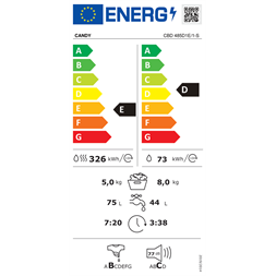 Candy CBD 485D1E/1-S beépíthető 8 kg elöltöltős mosó-szárítógép