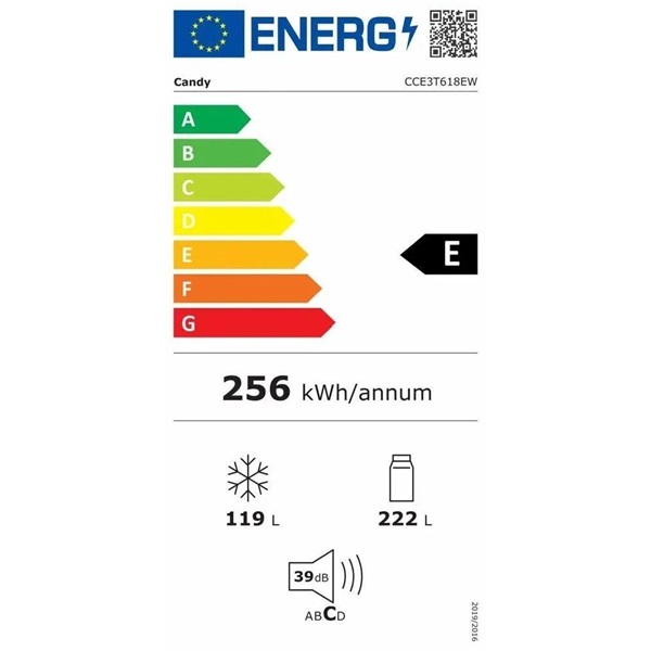 Candy CCE3T618EW alulfagyasztós hűtőszekrény