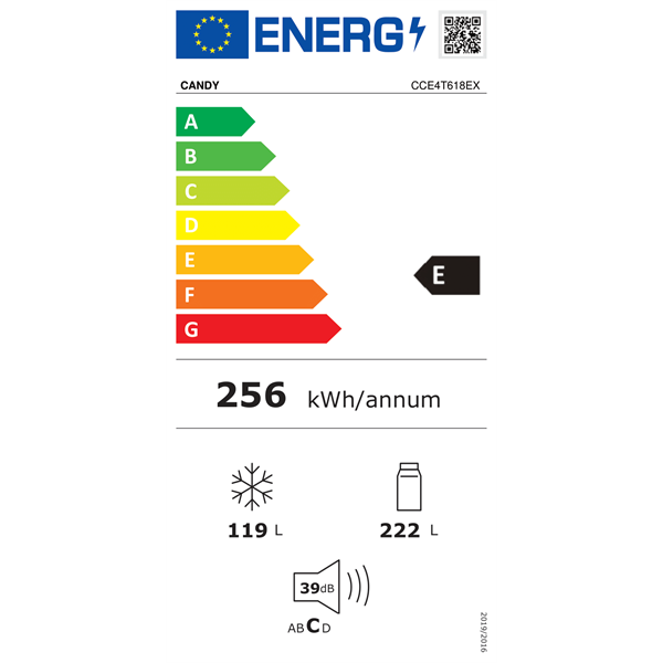 Candy CCE4T618EX inox alulfagyasztós hűtőszekrény