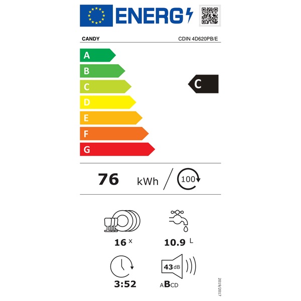 Candy CDIN 4D620PB/E beépíthető mosogatógép