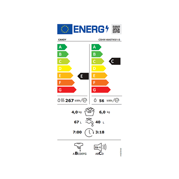 Candy CSHW 4645TW3/1-S keskeny mosó-szárítógép