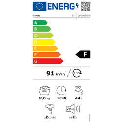 Candy CSTG 28TVRE/1-S ezüst felültöltős mosógép