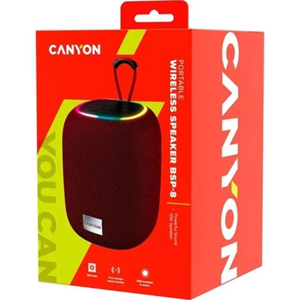 Canyon BSP-8 1800mAh hordozható Bluetooth piros hangszóró