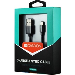 Canyon Charge & Sync MFI Lightning -> USB 2.0 A M/M adatkábel 1m fekete