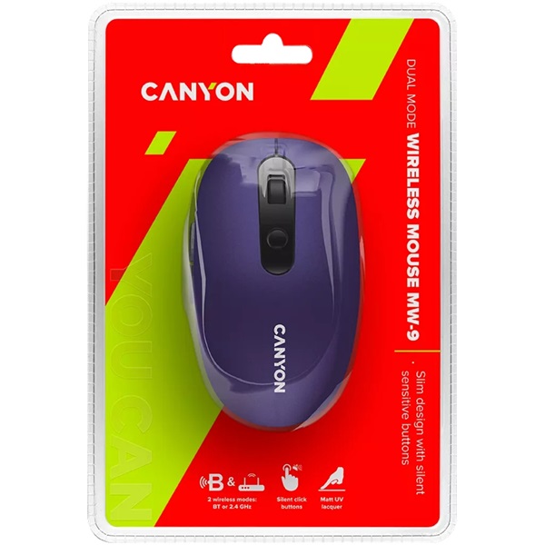 Canyon MW-9 optikai Bluetooth / vezeték nélküli egér lila-fekete