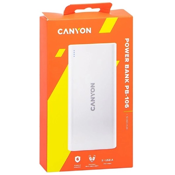 Canyon PB-106 10000mAh LiPo fehér power bank