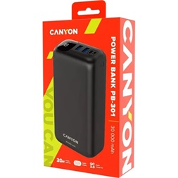 Canyon PD-301 30000mAh LiPo powerbank fekete