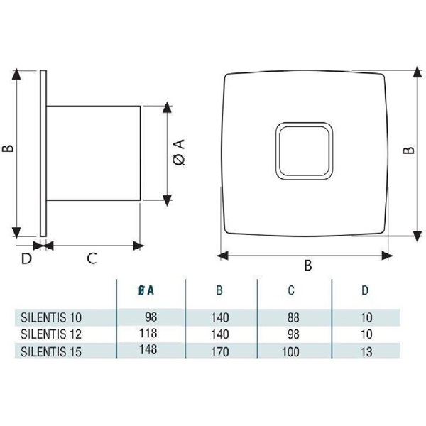 Cata Silentis 10 Low Noise inox szellőző ventilátor