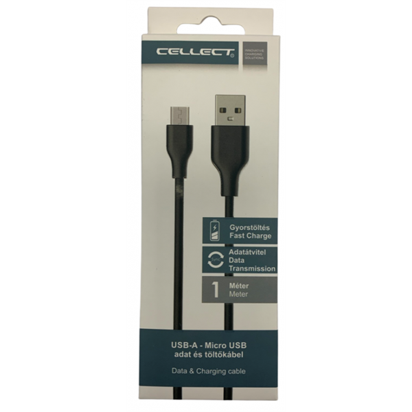 Cellect MDCU-MIC-USB USB-micro usb 80 cm fekete adatkábel