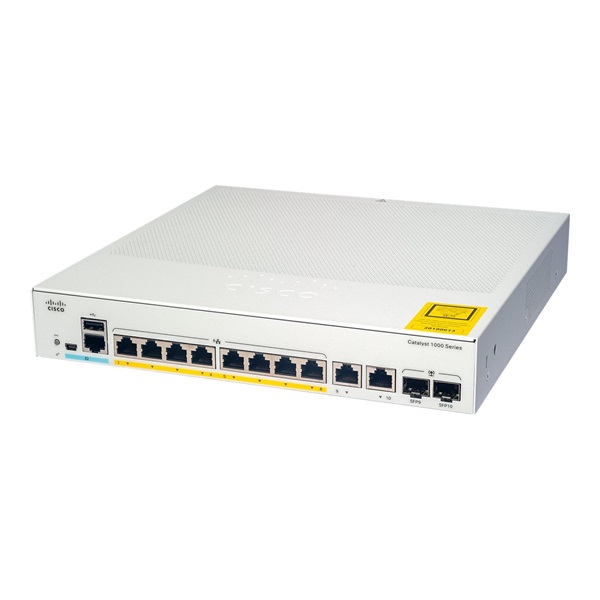 Cisco Catalyst C1000-8P-2G-L 8x GbE PoE+ LAN 2x SFP/RJ45 Combo port L2 menedzselhető PoE+ switch