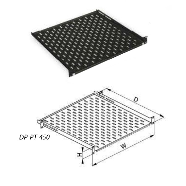 Conteg 19" 1U 450mm mély Fix polc