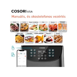 Cosori CS158-AF-RXB Premium Smart fekete 5,5 L forrólevegős sütő