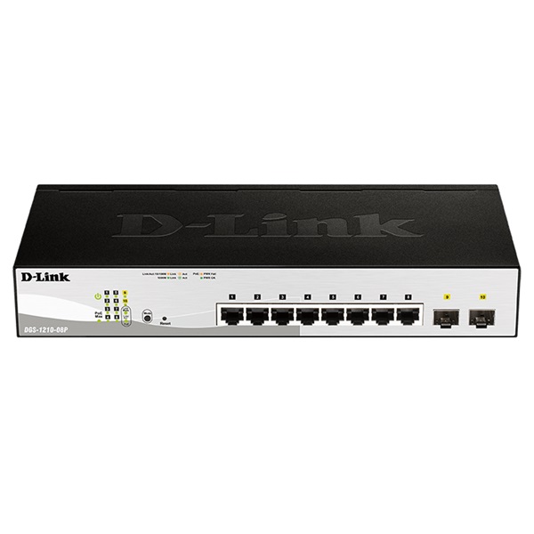 D-Link DGS-1210-08P/E 8port GbE LAN 2x GbE SFP port PoE Smart switch