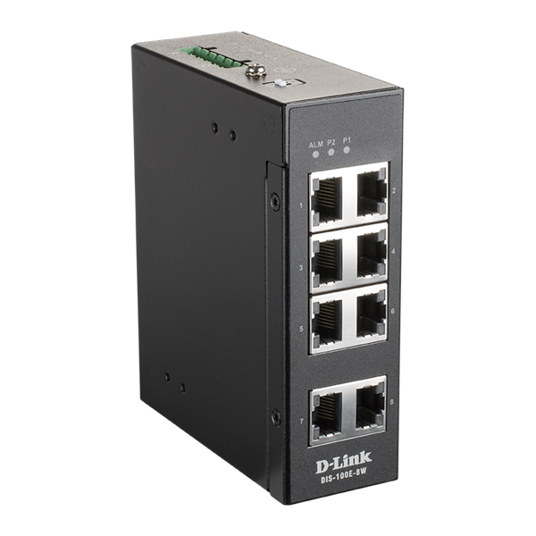 D-Link DIS-100E-8W 8x10/100 FE LAN port nem menedzselhető ipari switch