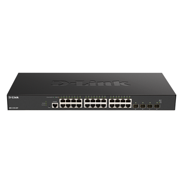 D-Link DXS-1210-28T 24x10GbE LAN 4x25G SFP28 port L2 smart menedzselhető switch