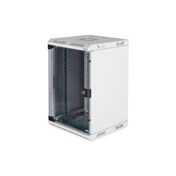 DIGITUS 10"/19" 5/10U Kombinált 350/483mm mély üvegajtós szürke fali rack szekrény