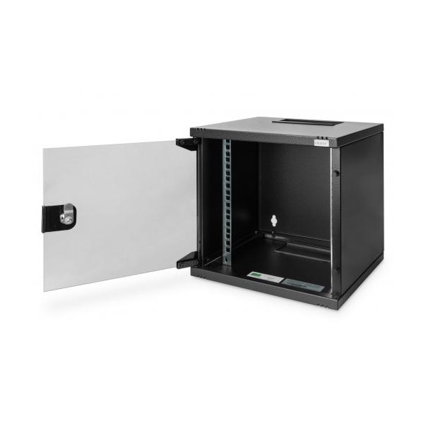 DIGITUS 19" 6U 330x312x300mm üvegajtós fekete fali rack szekrény