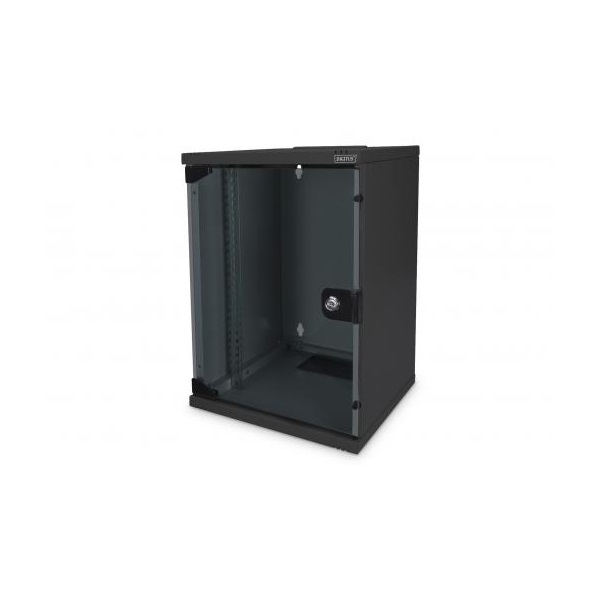 DIGITUS 19" 9U 464x312x300mm üvegajtós fekete fali rack szekrény