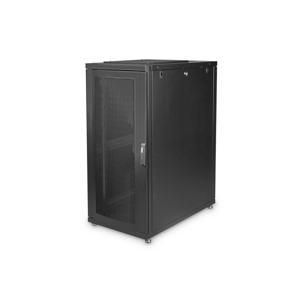 DIGITUS Server Rack Unique 19" 26U 1340x600x1000mm perforált ajtós fekete álló szerver rack szekrény