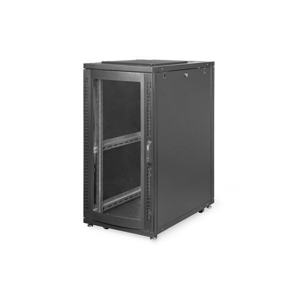 DIGITUS Server Rack Unique 19" 26U 1340x600x1000mm plexi üveg ajtós fekete álló szerver rack szekrény