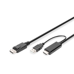 DIGITUS 4K Ultra HD 30Hz HDM 1.4 -DisplayPort 1.2 adapterkábel 2m