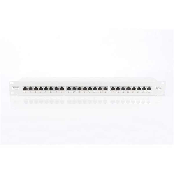 DIGITUS CAT6A 24port 19" 1U kompakt szürke árnyékolt Patch Panel