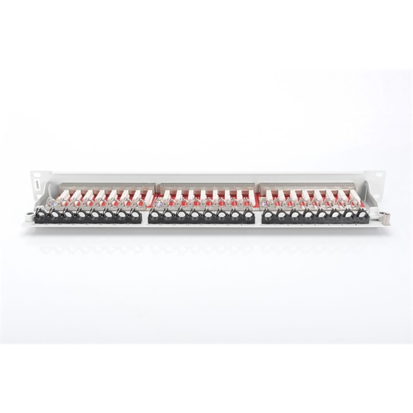 DIGITUS CAT6A 24port 19" 1U kompakt szürke árnyékolt Patch Panel