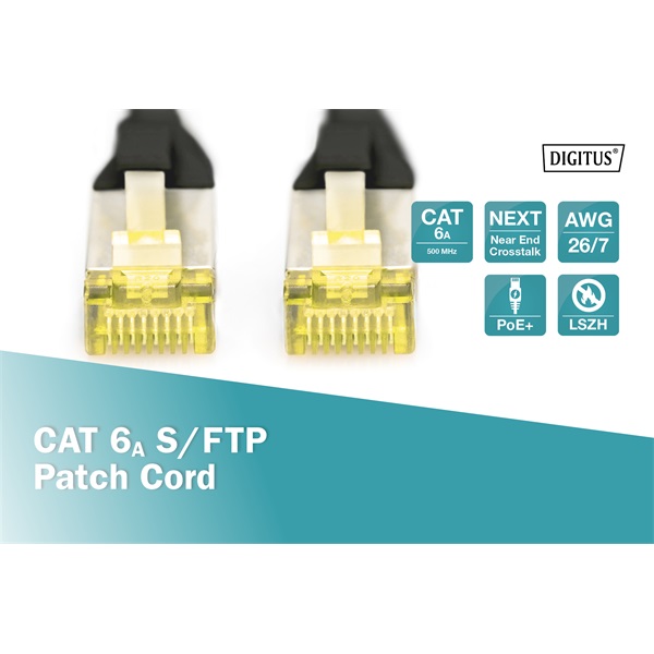 DIGITUS Cat.6A S/FTP LSZH 2m fekete patch kábel