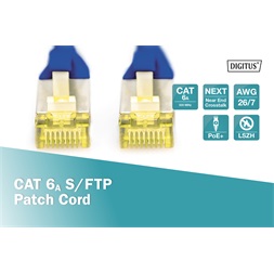 DIGITUS Cat.6A S/FTP LSZH 2m kék patch kábel