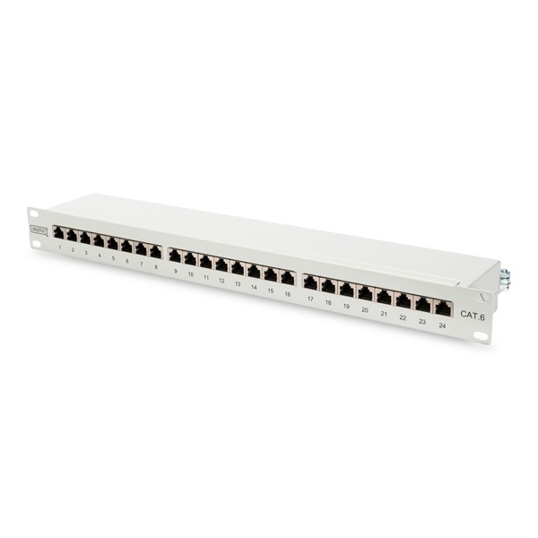 DIGITUS CAT6 24port 19" 1U kompakt szürke árnyékolt Patch Panel