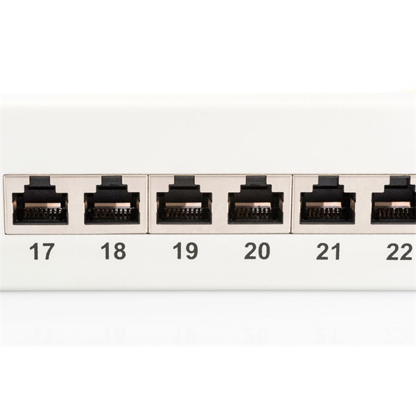 DIGITUS CAT6 24port 19" 1U kompakt szürke árnyékolt Patch Panel