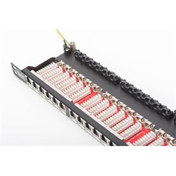 DIGITUS CAT6 HD 24port 19" 0,5U kompakt fekete árnyékolt Patch Panel