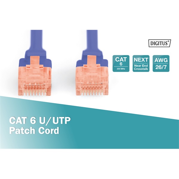 DIGITUS Cat.6 U/UTP PVC 0,5m kék patch kábel