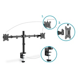 DIGITUS DA-90400 Univerzális (VESA 75/100) dupla fekete monitor tartó konzol