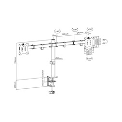 DIGITUS DA-90400 Univerzális (VESA 75/100) dupla fekete monitor tartó konzol