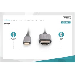 DIGITUS DA-70821 USB C - HDMI A 1,8m szürke video átalakító kábel