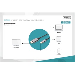 DIGITUS DA-70821 USB C - HDMI A 1,8m szürke video átalakító kábel