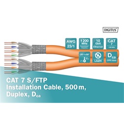 DIGITUS DK-1743-VH-D-5 Cat.7  S/FTP 1200MHz Dca LSZH 500m dob narancssárga fali kábel